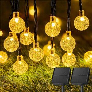 Solar String Lights Outdoor Waterproof, 2 Pack 60 LED 36.5 FT Each